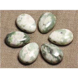 Pendente a goccia in pietra semipreziosa - giada verde e bianca 25 mm 4558550030412