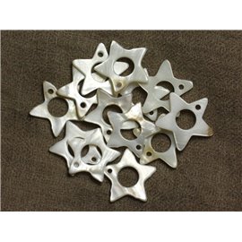 10Stk - Perlen Charms Anhänger Perlmutt Sterne 24mm 4558550030429