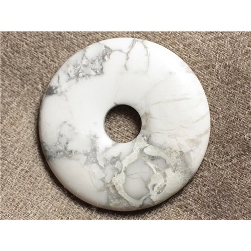 Pendentif Donut Pierre semi précieuse - Howlite Donut Pi 40mm 4558550030443