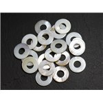 10pc - Perles Breloques Pendentifs Nacre Donuts Cercles non percés 15mm blanc - 4558550030450