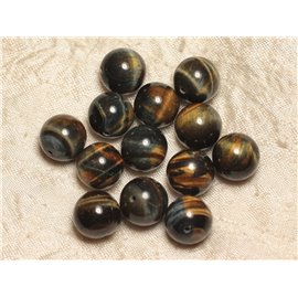 1pc - Cuentas de piedra - Bola de ojo de tigre y halcón 14 mm 4558550030498