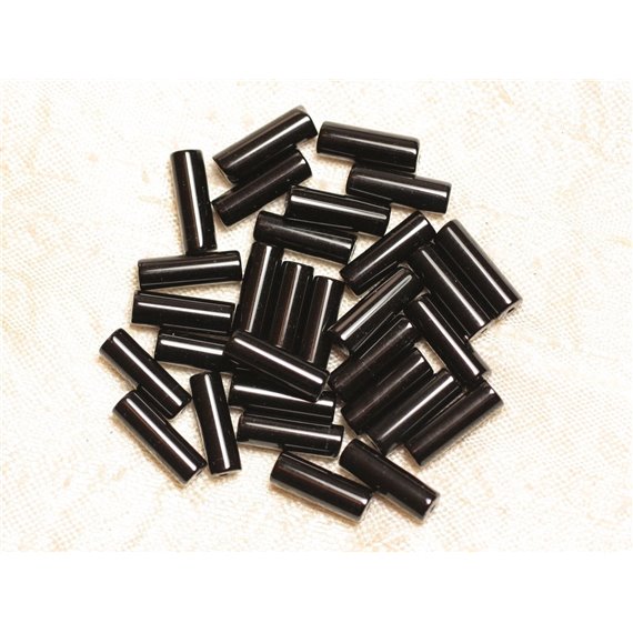 4pc - Perles de Pierre - Onyx Noir Colonnes Tubes 13x4mm - 4558550030504 