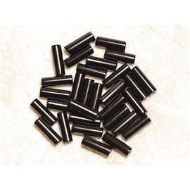 4pc - Stone Beads - Black Onyx Tube Columns 13x4mm - 4558550030504 
