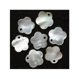 10pc - Colgantes de nácar blanco Abalorios Flores 18 mm 4558550030559