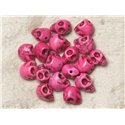 10pc - Perles Crâne Tête de Mort 12mm Roses  4558550030566