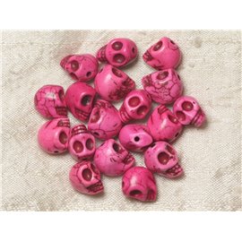 10Stk - Perlen Türkis Stein Synthese Totenkopf Totenkopf 12x10mm Fluoreszierend Pink - 4558550030566