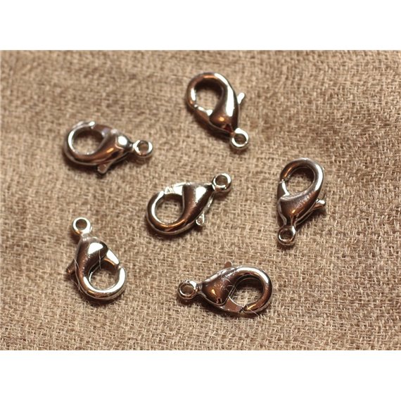 20pc - Fermoirs Mousquetons Métal Argenté Rhodium 15mm  4558550030597 