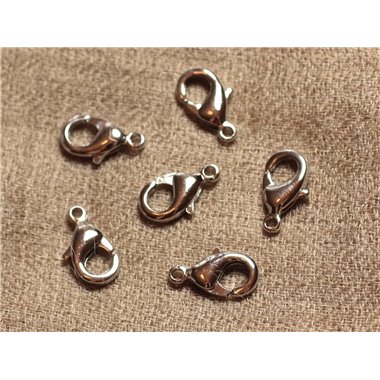 20pc - Fermoirs Mousquetons Métal Argenté Rhodium 15mm  4558550030597 