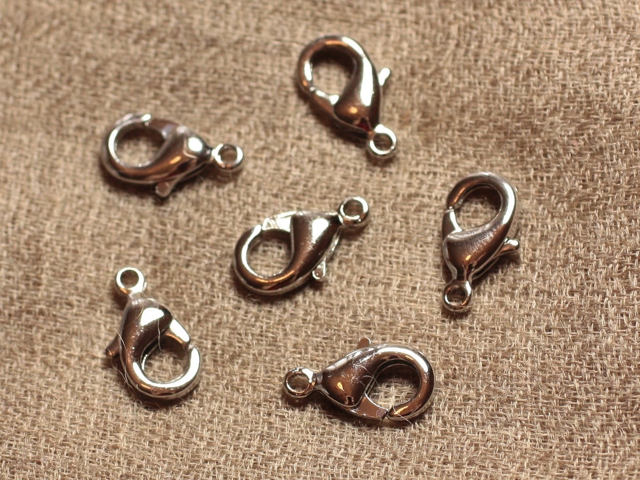 4pc - Fermoirs Mousquetons Rhodium 15mm   4558550030641
