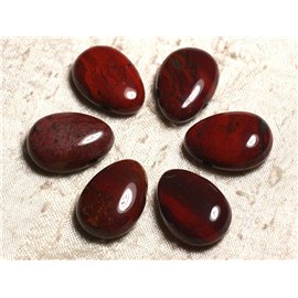 Semi Precious Stone Drop Pendant - Red Jasper Poppy 25mm 4558550030658 