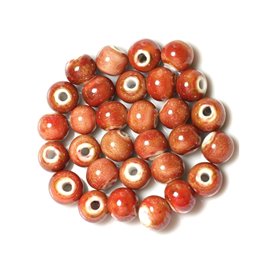 10pz - Palline di perline in ceramica rossa 10mm 4558550030795