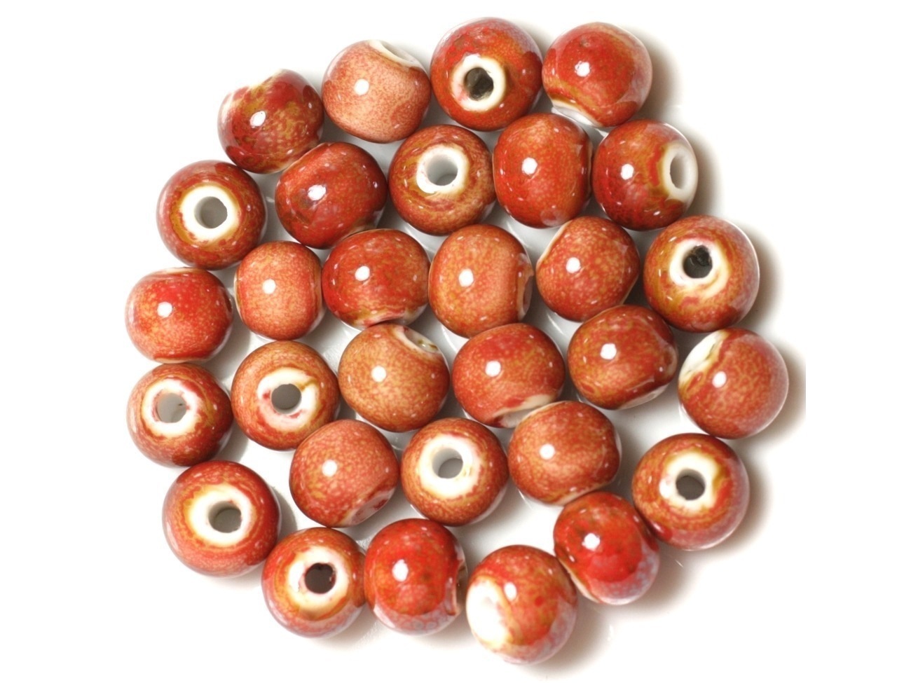 10pc - Perles de Céramique Rouges Boules 10mm  4558550030795