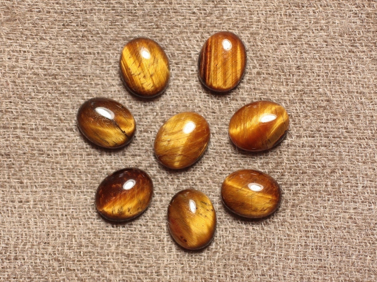 2pc - Cabochon de Pierre - Oeil de Tigre Ovale 10x8mm - 4558550030801 