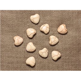 10pc - Corazones de perlas de turquesa sintética 11 mm Blanco 4558550030924