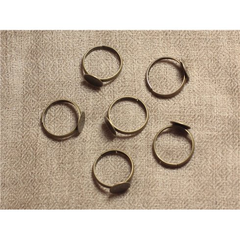 10pc - Bagues Support Métal Bronze Taille Réglable Rond 10mm  4558550030931