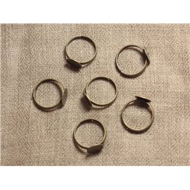 10 Stück - Ringe Metall Bronze Halter Einstellbare Größe Rund 10mm 4558550030931