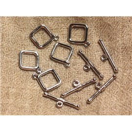 4 piezas - Cierres en T Plata Metal Calidad Diamante 14 mm 4558550030979