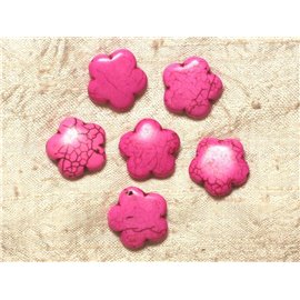 5pc - Synthetic Turquoise Beads Pink Flowers 20mm 4558550030986 
