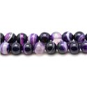 5pc - Perles de Pierre - Agate Violette rubanée Boules 10mm  4558550031020