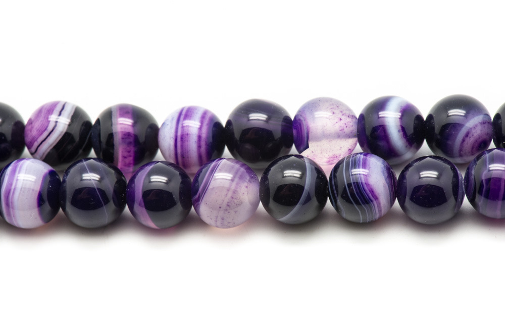 5pc - Perles de Pierre - Agate Violette rubanée Boules 10mm  4558550031020