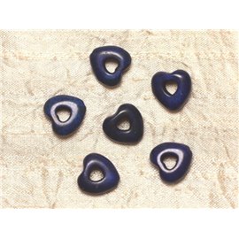 10Stk - Türkis Perlen Synthese Herzen 15mm - Mitternachtsblau - 4558550031105 
