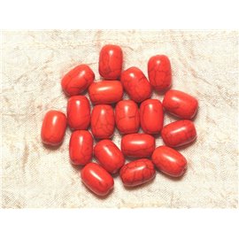 10pc - Synthetic Turquoise Beads 14x9mm Barrels - Orange 4558550031129