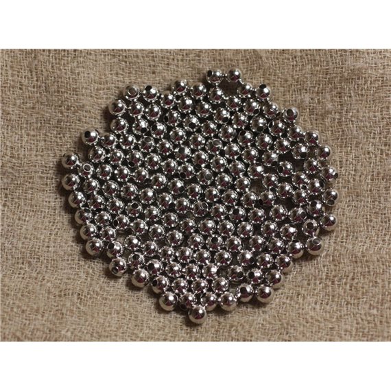 20pc - Perles Métal Argenté Rhodium - Boules 4mm  4558550031150 