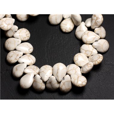 20pc - Perles Turquoise synthèse Gouttes 16mm Blanc Crème   4558550031211 
