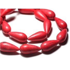 4st - Stenen kralen - Synthetisch gereconstitueerd turkoois druppels 25 mm rood - 4558550031266 