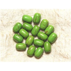 10pc - Cuentas de turquesa sintéticas Barriles de 14x9 mm - Verde 4558550031297