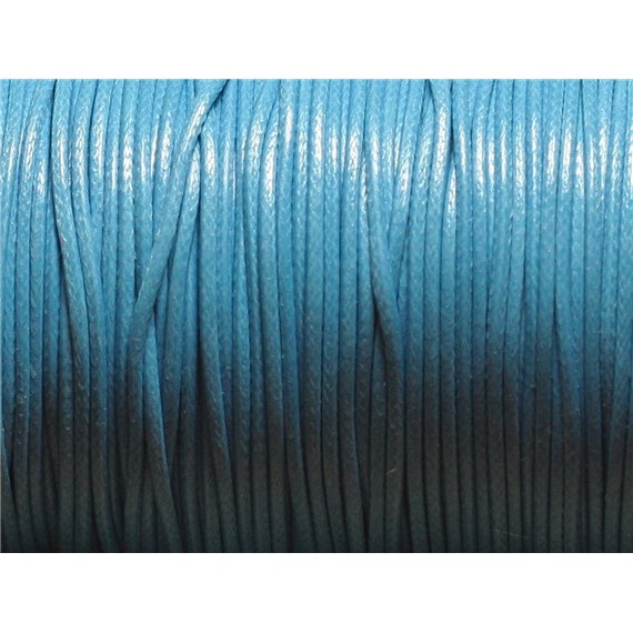 5 Mètres - Cordon de Coton Ciré 1.5mm Bleu Turquoise Azur - 4558550031341 