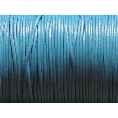 5 Mètres - Cordon de Coton Ciré 1.5mm Bleu Turquoise Azur - 4558550031341 