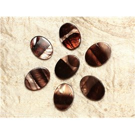 5pc - Cuentas ovaladas de nácar 20x15 mm Marrón cebra 4558550031365