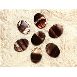 5pc - Oval Mother-of-Pearl Beads 20x15mm Zebra Brown 4558550031365