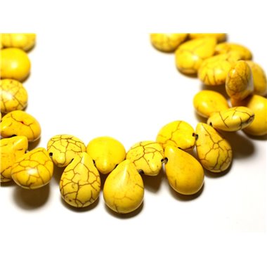 20pc - Perles Turquoise synthèse Gouttes 16mm Jaune   4558550031426 
