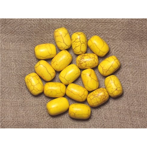 10pc - Perles Turquoise synthèse Tonneaux 14x9mm - Jaune  4558550031457