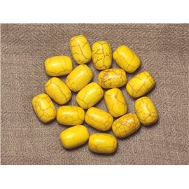 10Stk - Türkis Perlen Synthese Fässer 14x9mm - Gelb 4558550031457