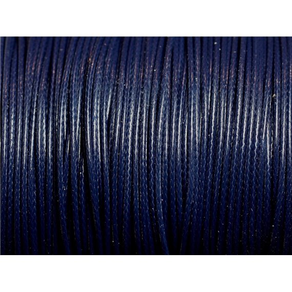 5 Metres - Fil Corde Cordon Coton Ciré 1mm Bleu Marine Nuit - 7427039734295