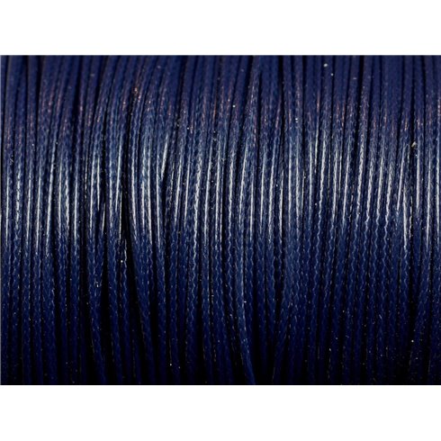 5 Metres - Fil Corde Cordon Coton Ciré 1mm Bleu Marine Nuit - 7427039734295