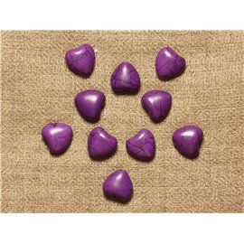 10pc - Synthetic Turquoise Beads Hearts 11mm Purple 4558550031471