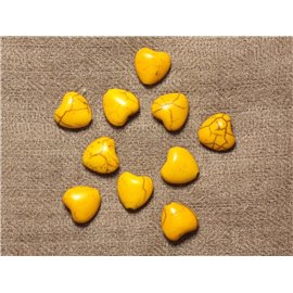 10pc - Corazones de perlas de turquesa sintética 11 mm Amarillo 4558550031532