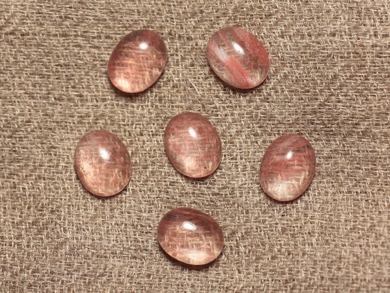2pc - Cabochon de Pierre - Quartz Cerise Ovale 10x8mm - 4558550031549