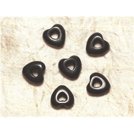 10pc - Corazones de perlas de turquesa sintética 15 mm - Negro 4558550031556