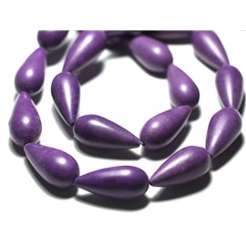 4pc - Stone Beads - Synthetic reconstituted turquoise Drops 25mm Purple - 4558550031587 