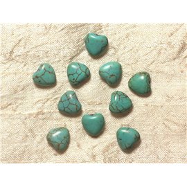 10 Stück - Türkis Perlen Synthese Herzen 11mm Türkis Blau 4558550031594