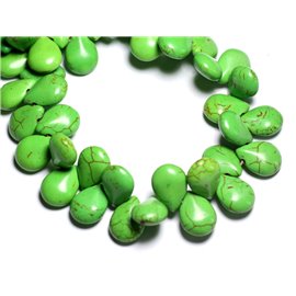 20pc - Synthetic Turquoise Beads Drops 16mm Green 4558550031600 