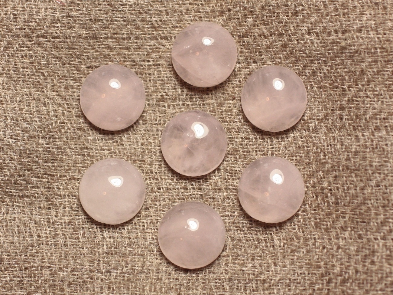 2pc - Cabochon de Pierre - Quartz Rose Rond 10mm - 4558550086549 