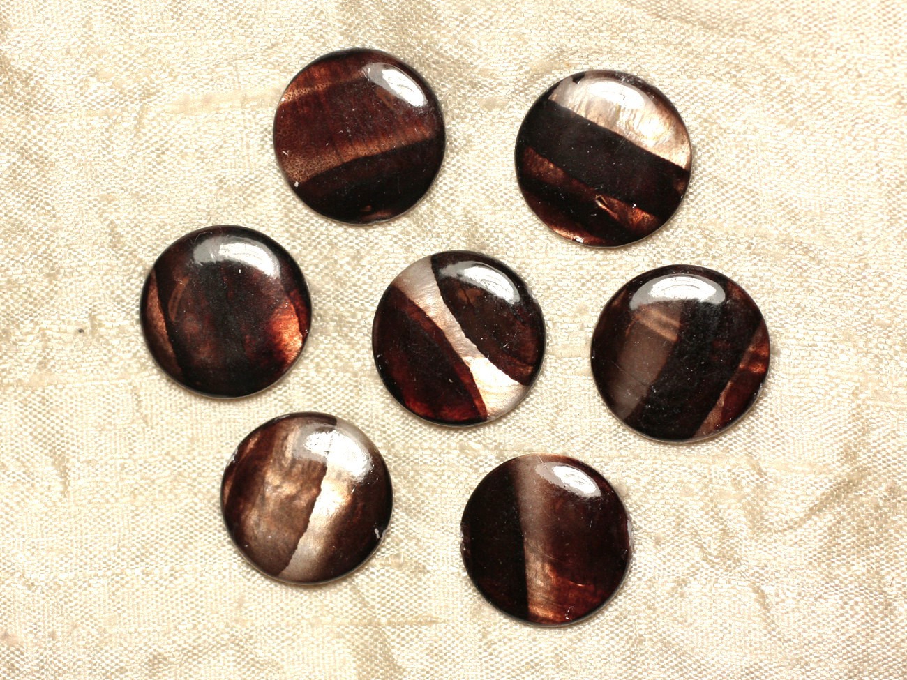 5pc - Perles de Nacre Palets 20mm Marron Zébré  4558550031648