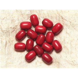 10Stk - Türkis Perlen Synthese Fässer 14x9mm - Rot 4558550031655