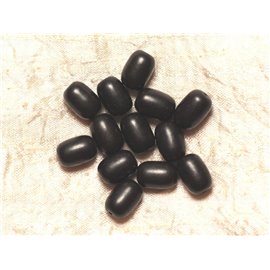 10Stk - Türkis Perlen Synthese Fässer 14x9mm - Schwarz 4558550031709